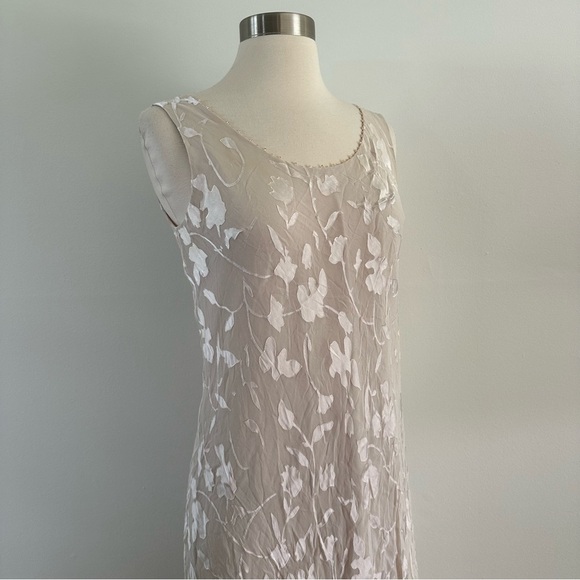 Cameron Blake Long 100% Silk Embroidered Dress Ruffled Skirt With Cover Blazer - Picture 5 of 16